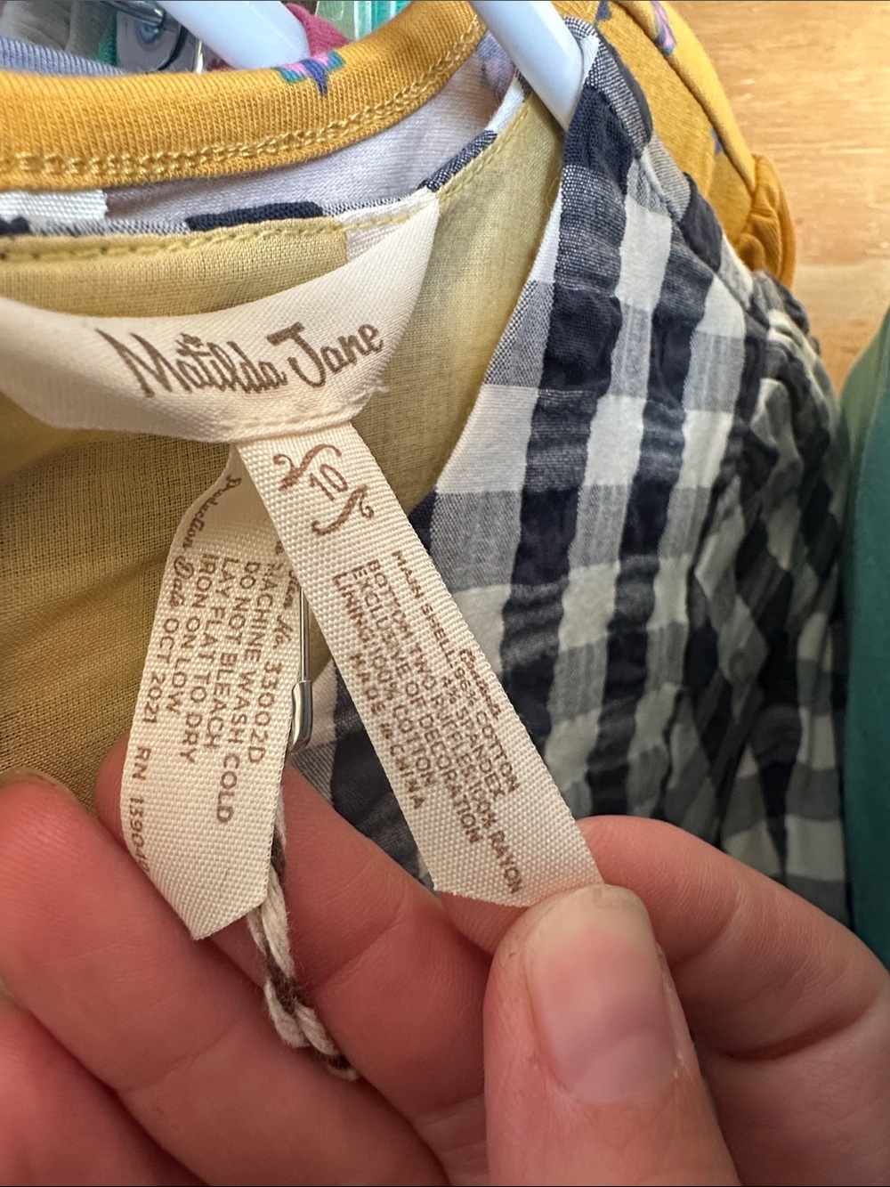 Matilda Jane Navy & White Gingham Dress with Yellow Trim. - Picture 6 of 6